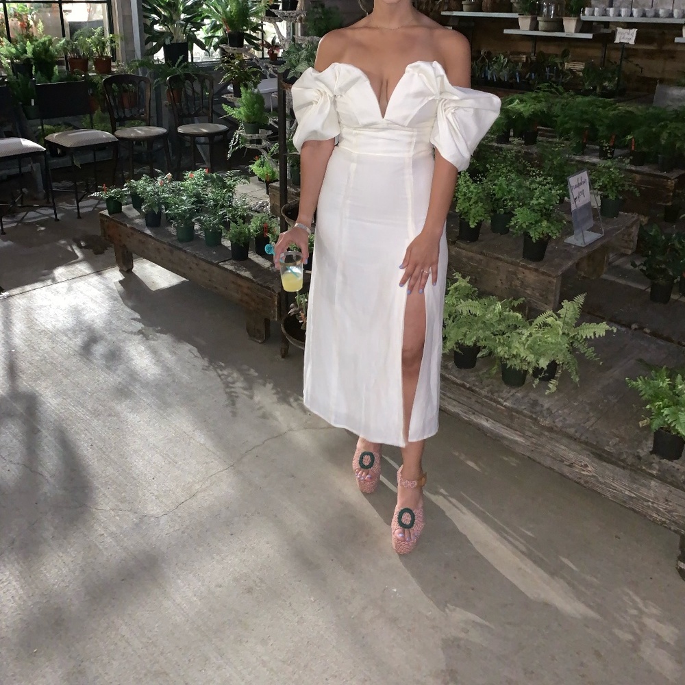 Cult Gaia Muna Dress - Strapless Linen Cream Midi Dress Size 4